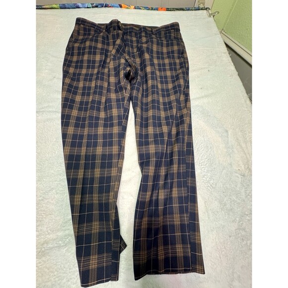 Santena Men’s Pants Golf 44wx28l Plaid Gold And Black Chino Active Wear Vintage - Picture 1 of 10